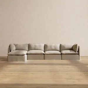 Modular Performance 4-Seater Sectional in Dune | Deluxe Blend