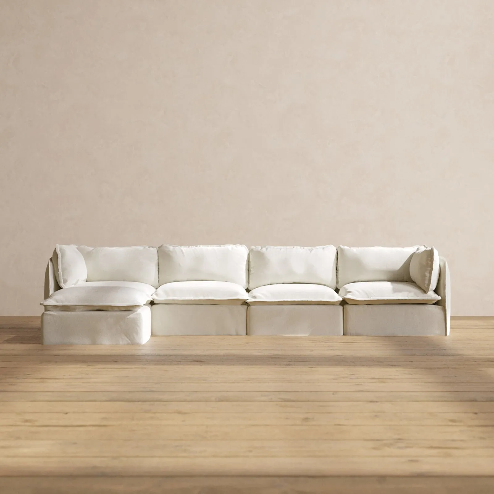 Modular Performance 4-Seater Sectional in Eggshell | Relaxed Blend