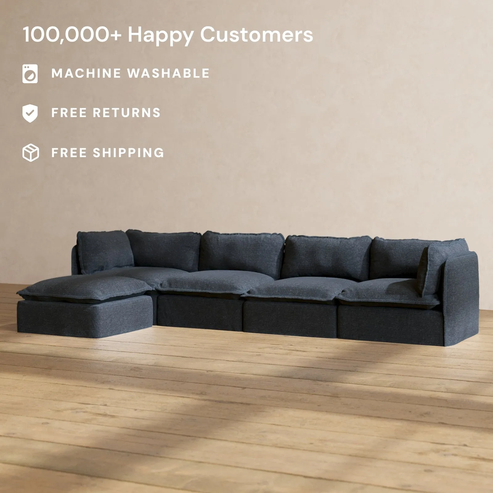 Modular Performance 4-Seater Sectional in Indigo | Deluxe Blend