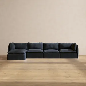 Modular Performance 4-Seater Sectional in Indigo | Deluxe Blend