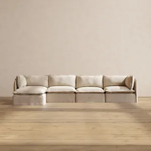 Modular Performance 4-Seater Sectional in Oat | Deluxe Blend