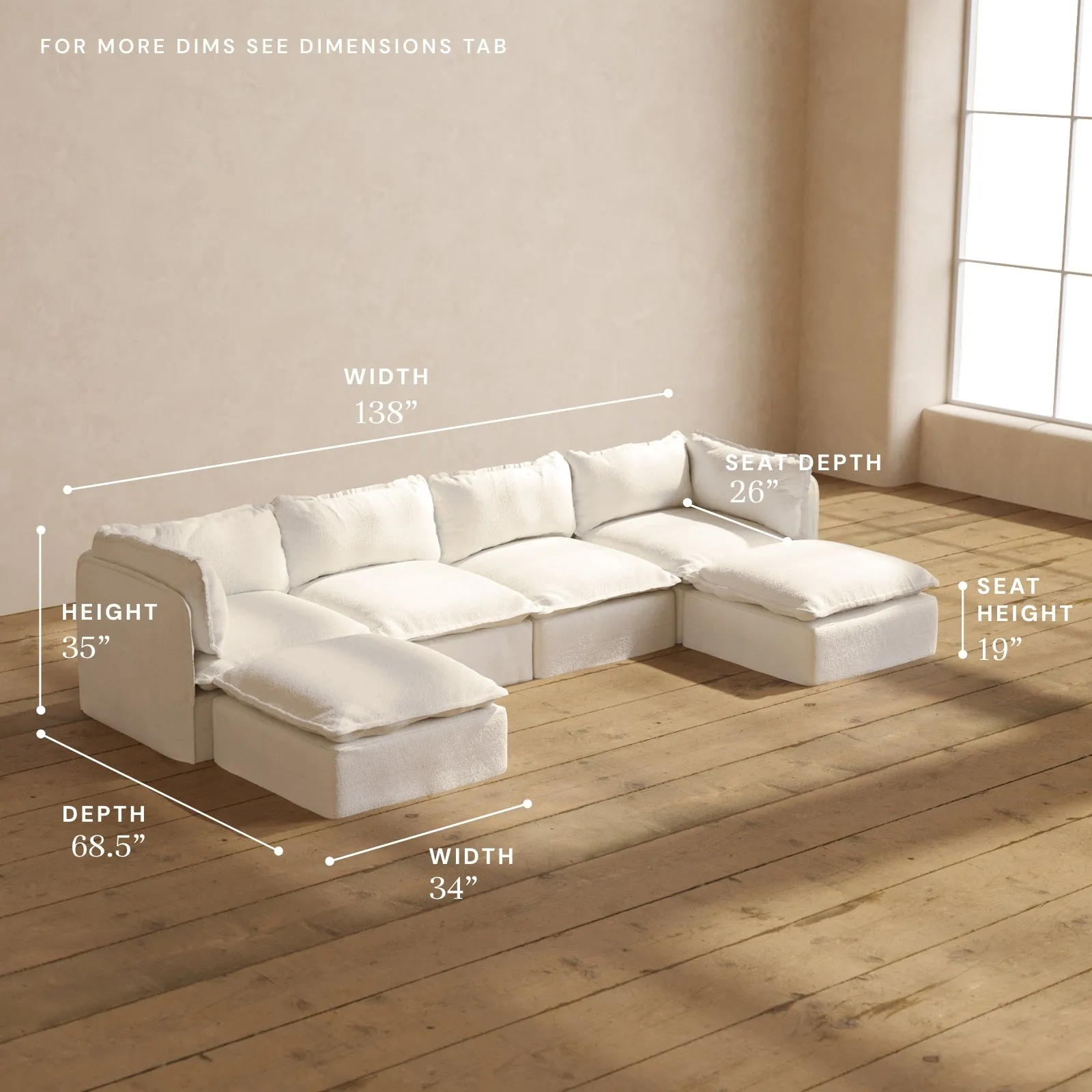 Modular Performance 4-Seater U-Sectional in Mousse | Deluxe Blend