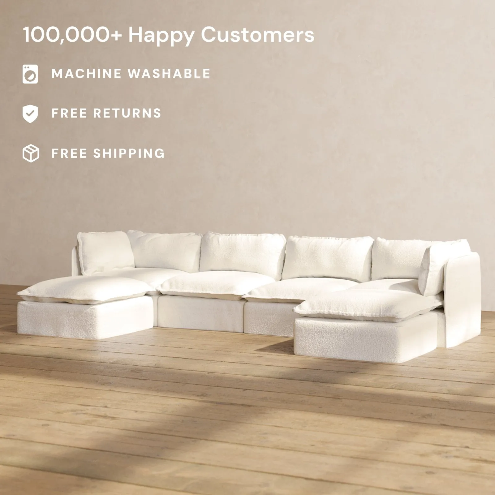 Modular Performance 4-Seater U-Sectional in Mousse | Deluxe Blend