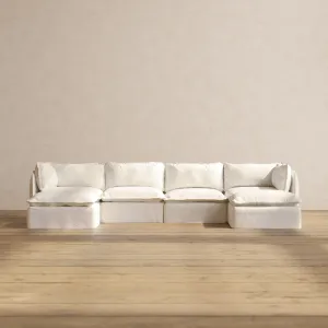 Modular Performance 4-Seater U-Sectional in Mousse | Deluxe Blend