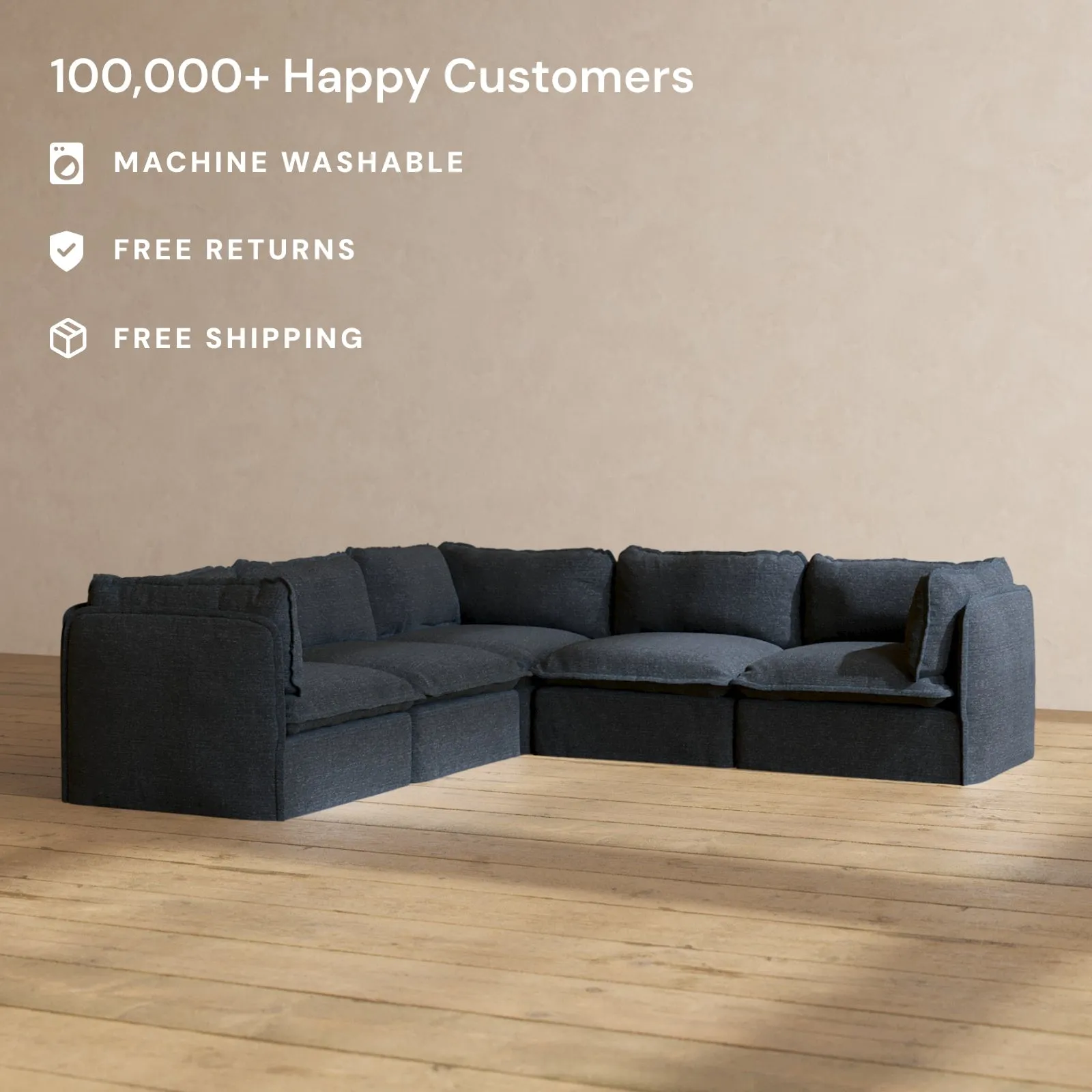 Modular Performance 5-Seater Corner Sectional in Indigo | Deluxe Blend