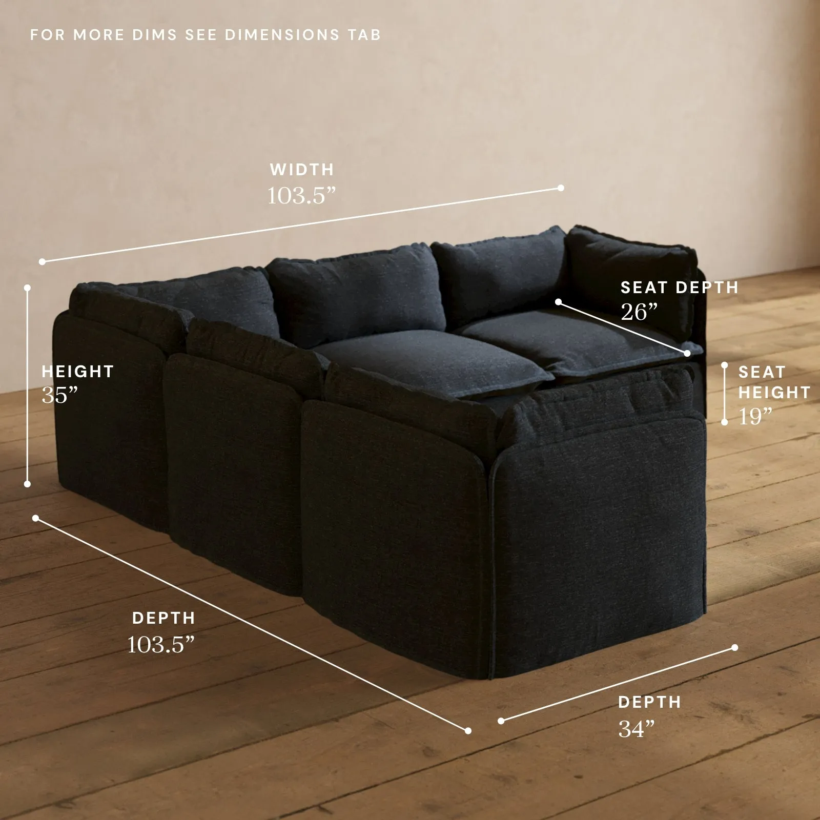 Modular Performance 5-Seater Corner Sectional in Indigo | Deluxe Blend