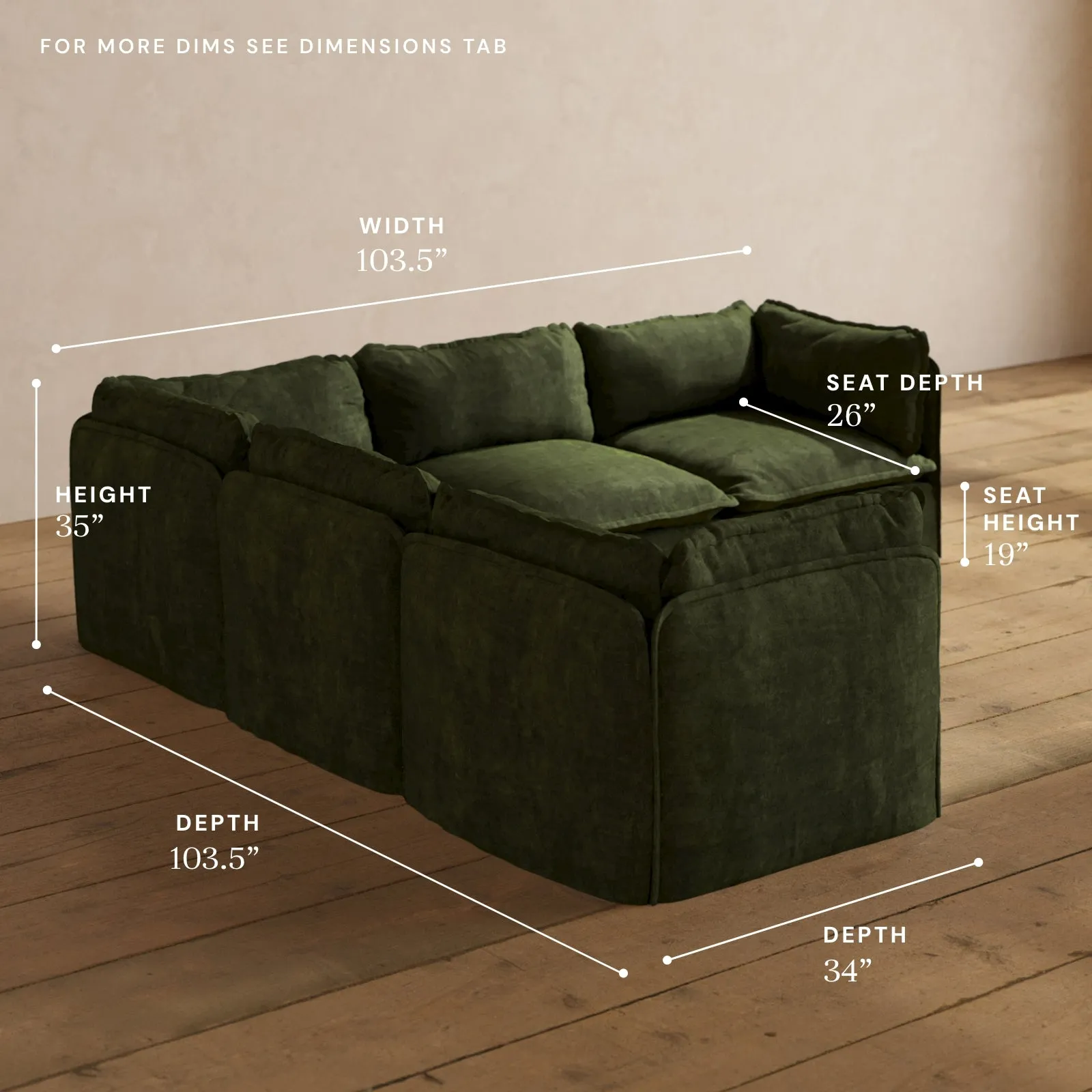 Modular Performance 5-Seater Corner Sectional in Olive | Deluxe Blend