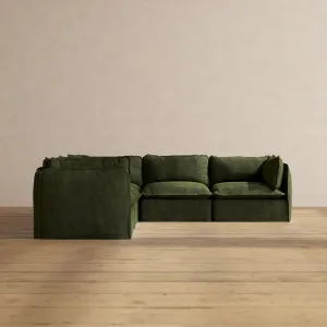 Modular Performance 5-Seater Corner Sectional in Olive | Deluxe Blend