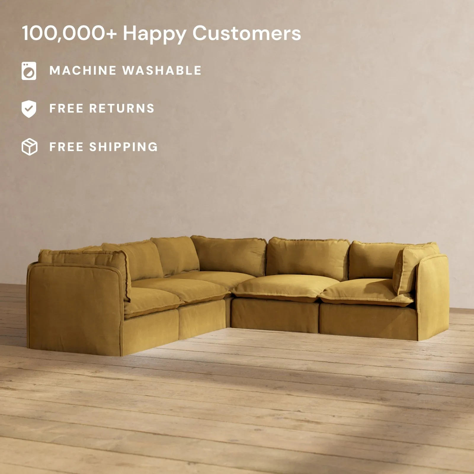 Modular Performance 5-Seater Corner Sectional in Toffee | Deluxe Blend