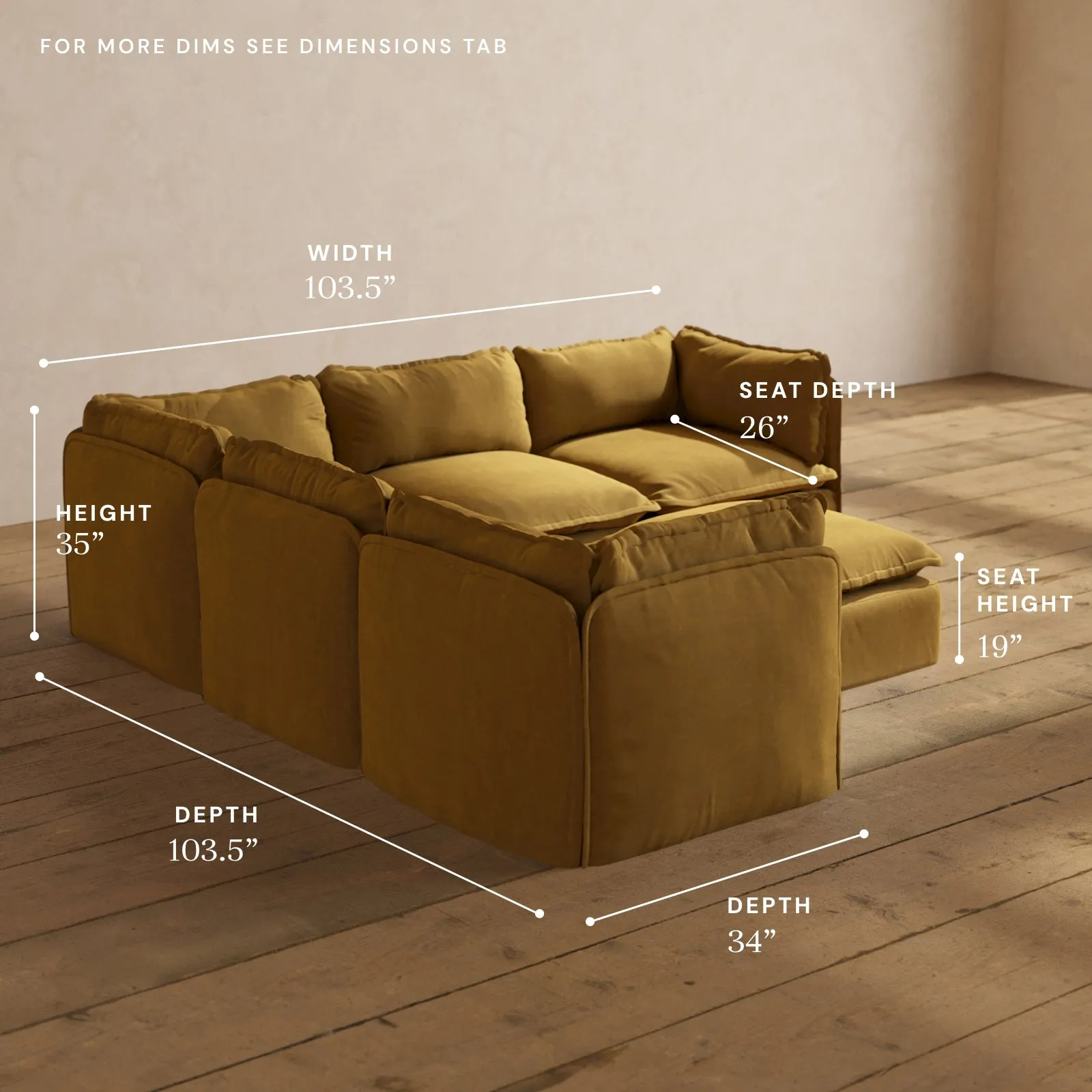 Modular Performance 5-Seater Corner Sectional   Ottoman in Toffee | Relaxed Blend