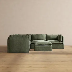 Modular Performance 5-Seater Corner Sectional   Ottoman in Willow | Deluxe Blend