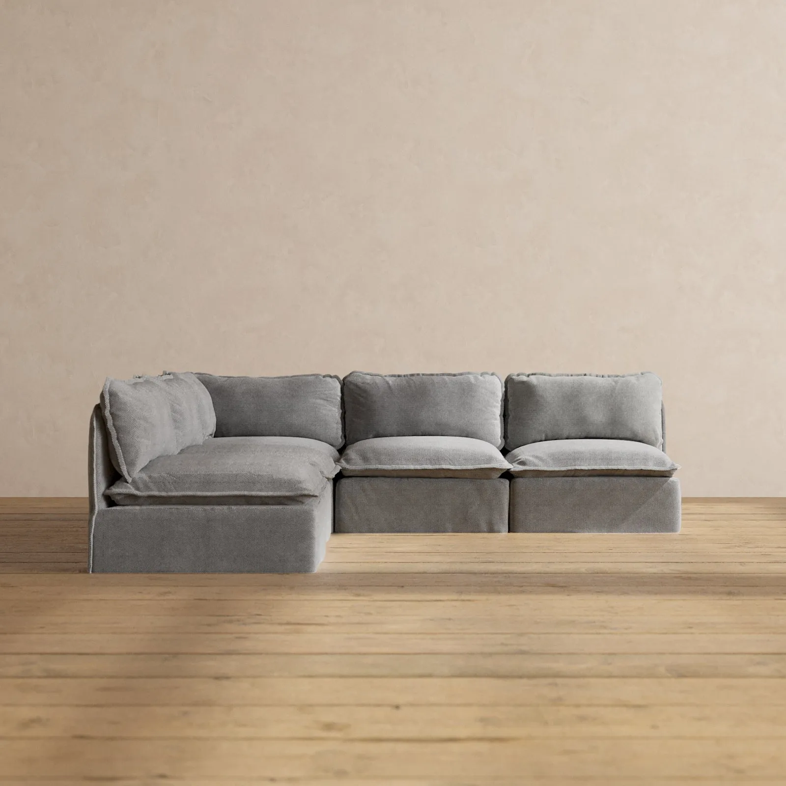 Modular Performance 5-Seater Open-Ends Corner Sectional in Ash | Relaxed Blend