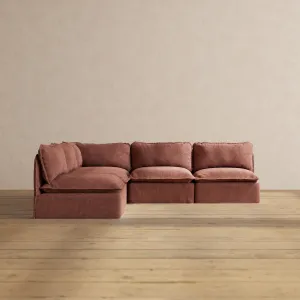 Modular Performance 5-Seater Open-Ends Corner Sectional in Chestnut | Deluxe Blend