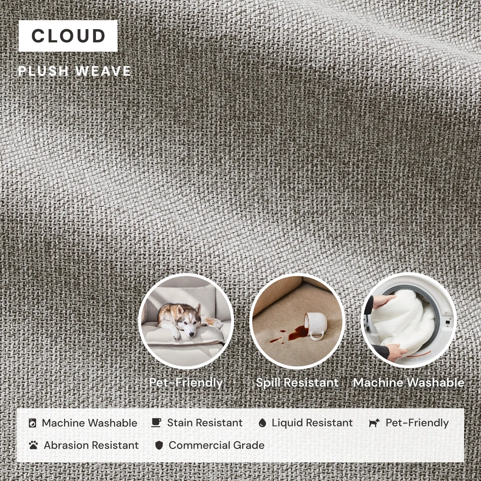 Modular Performance 5-Seater Open-Ends Corner Sectional in Cloud | Deluxe Blend