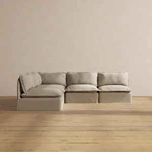 Modular Performance 5-Seater Open-Ends Corner Sectional in Dune | Relaxed Blend