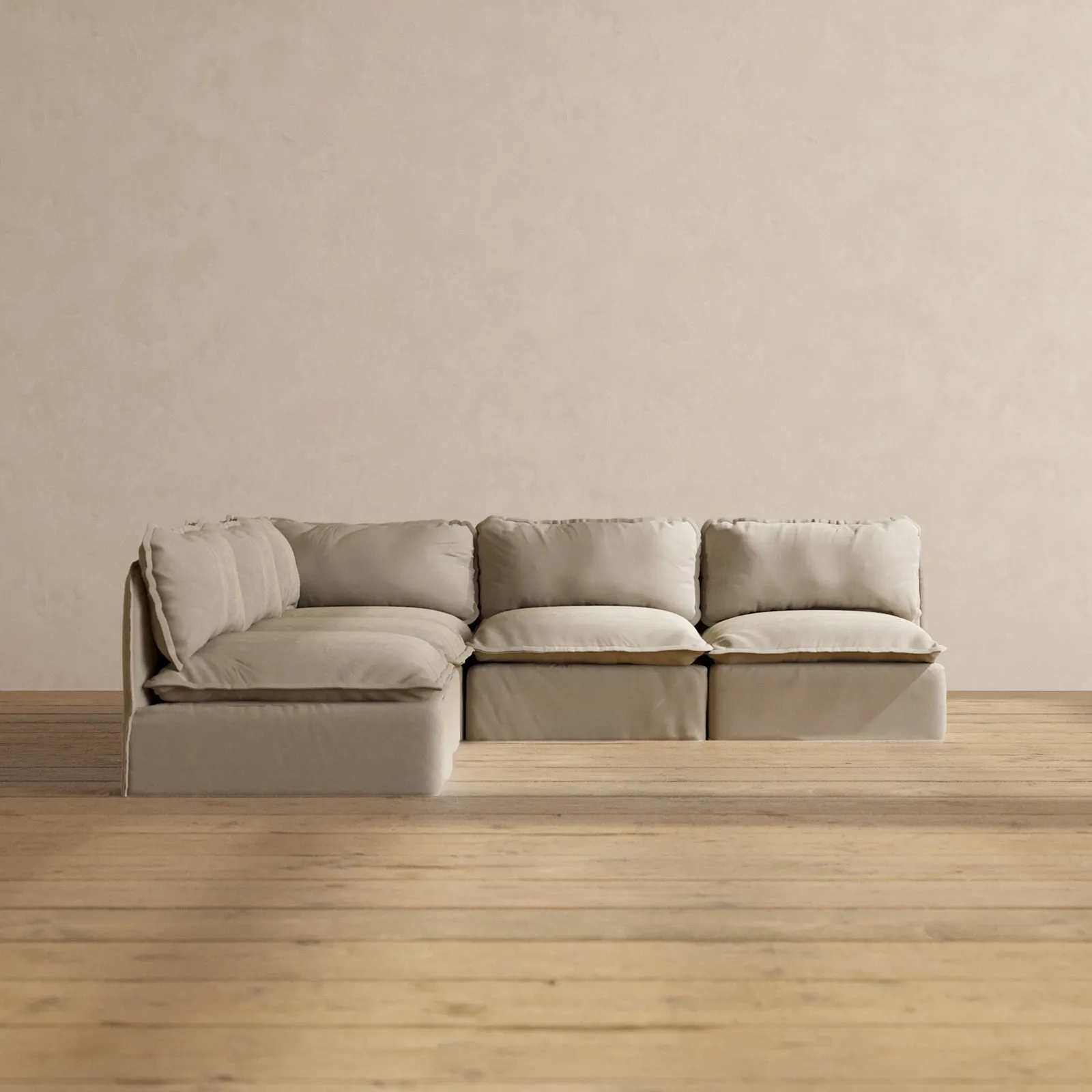 Modular Performance 5-Seater Open-Ends Corner Sectional in Dune | Relaxed Blend