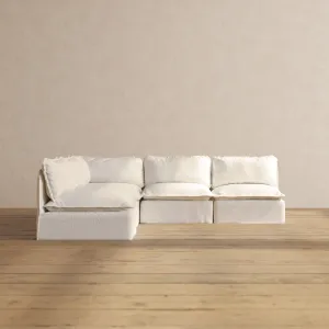 Modular Performance 5-Seater Open-Ends Corner Sectional in Mousse | Relaxed Blend