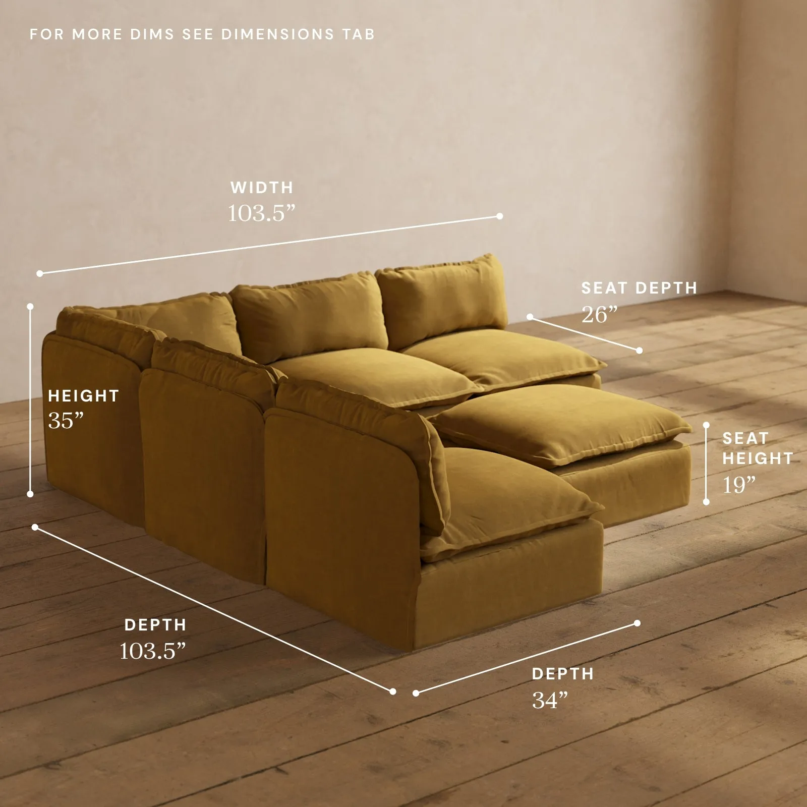 Modular Performance 5-Seater Open-Ends Corner Sectional   Ottoman in Toffee | Deluxe Blend