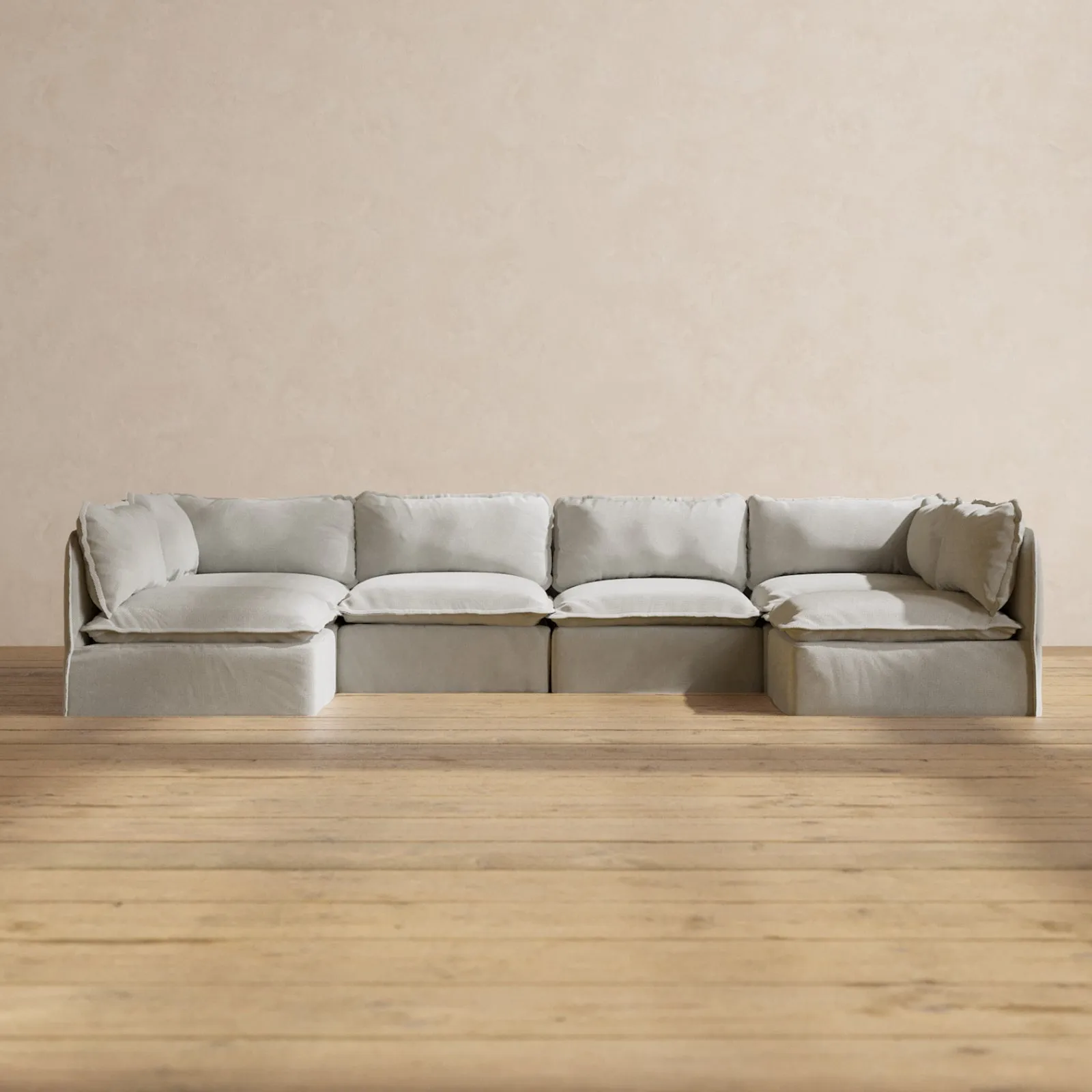 Modular Performance 6-Seater Open-Ends U-Sectional in Cloud | Deluxe Blend