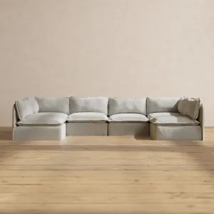 Modular Performance 6-Seater Open-Ends U-Sectional in Cloud | Deluxe Blend