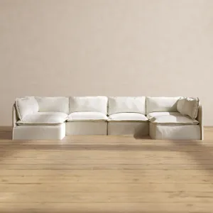 Modular Performance 6-Seater Open-Ends U-Sectional in Eggshell | Relaxed Blend