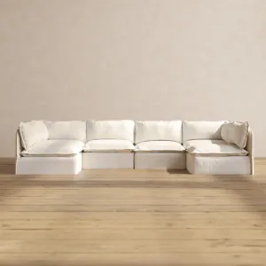 Modular Performance 6-Seater Open-Ends U-Sectional in Mousse | Deluxe Blend