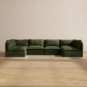 Modular Performance 6-Seater Open-Ends U-Sectional in Olive | Deluxe Blend