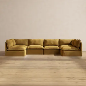 Modular Performance 6-Seater Open-Ends U-Sectional in Toffee | Relaxed Blend