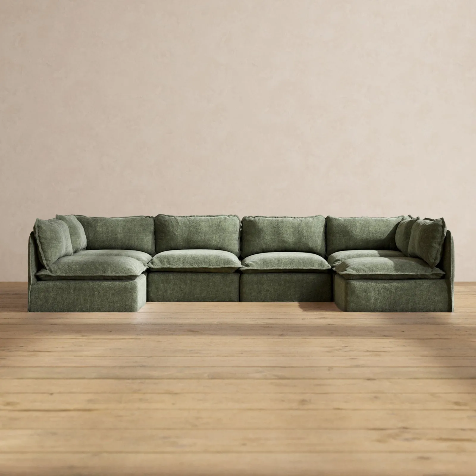 Modular Performance 6-Seater Open-Ends U-Sectional in Willow | Relaxed Blend