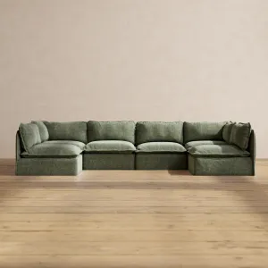 Modular Performance 6-Seater Open-Ends U-Sectional in Willow | Relaxed Blend