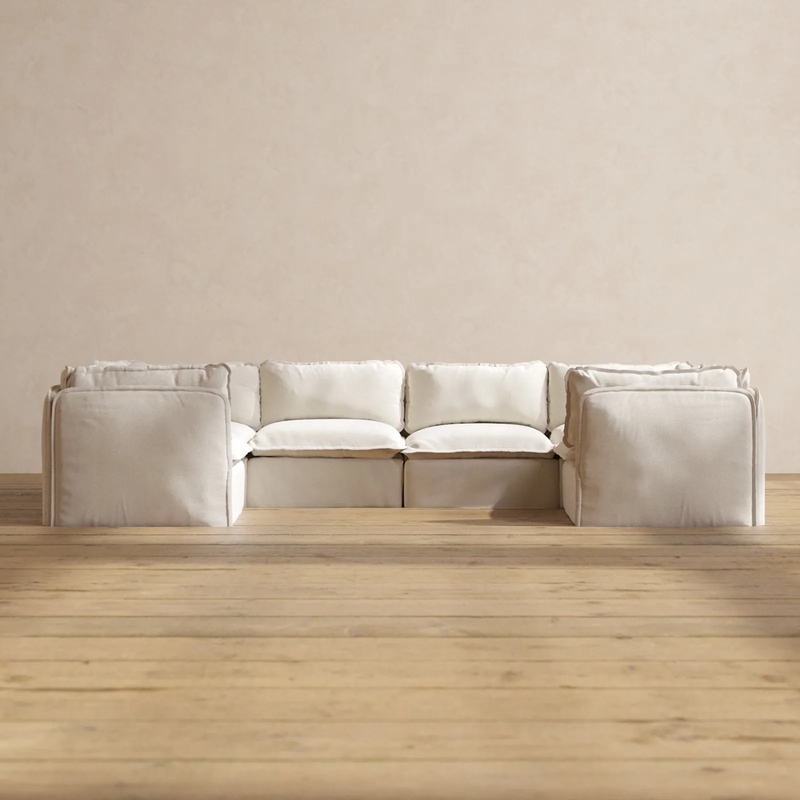 Modular Performance 6-Seater U-Sectional in Flour | Deluxe Blend