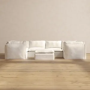 Modular Performance 6-Seater U-Sectional   Ottoman in Mousse | Deluxe Blend
