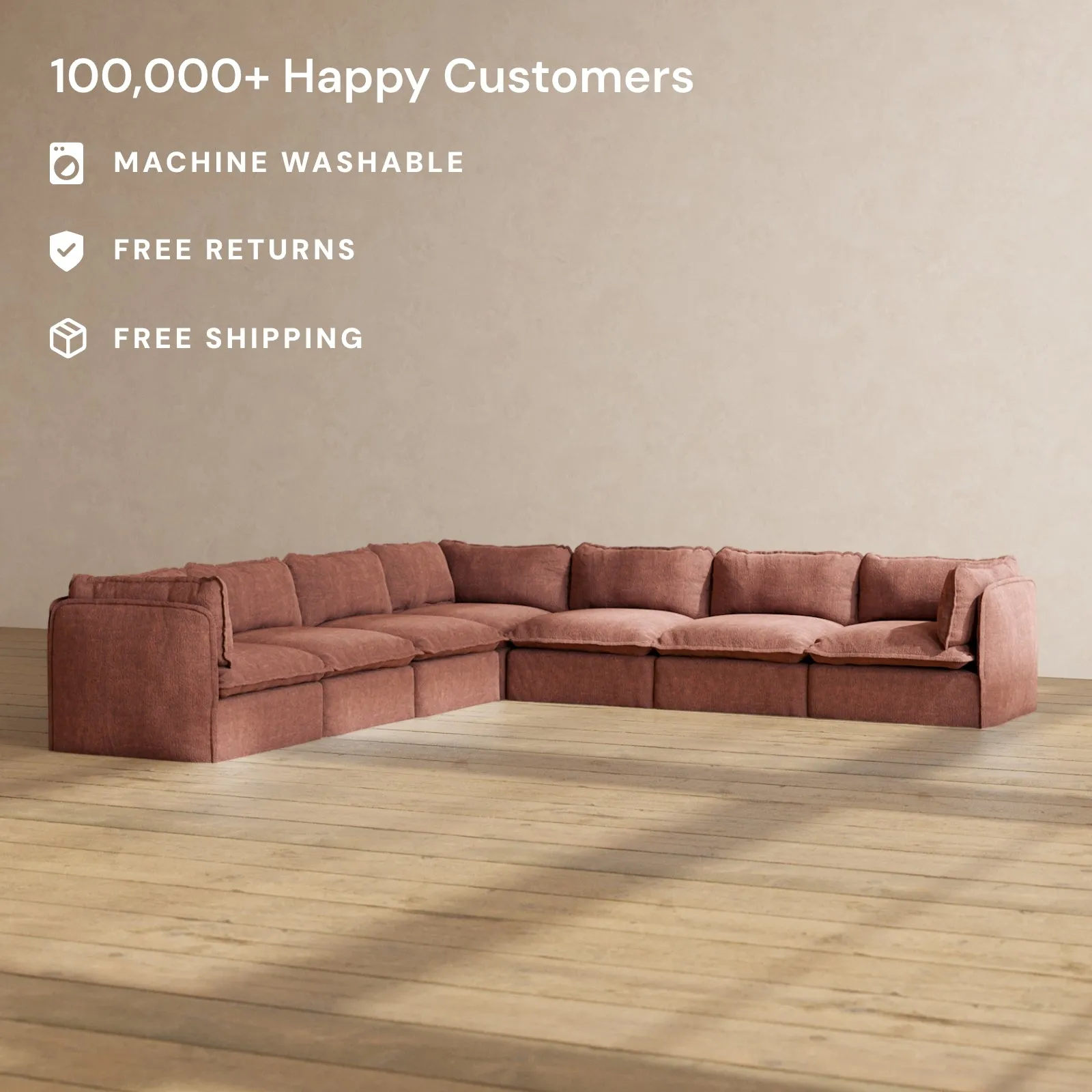 Modular Performance 7-Seater Corner Sectional in Chestnut | Deluxe Blend