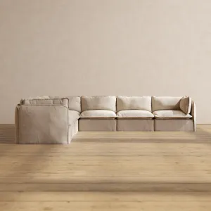 Modular Performance 7-Seater Corner Sectional in Oat | Relaxed Blend