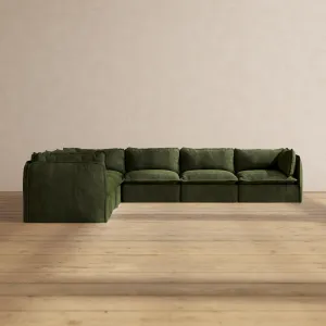 Modular Performance 7-Seater Corner Sectional in Olive | Relaxed Blend