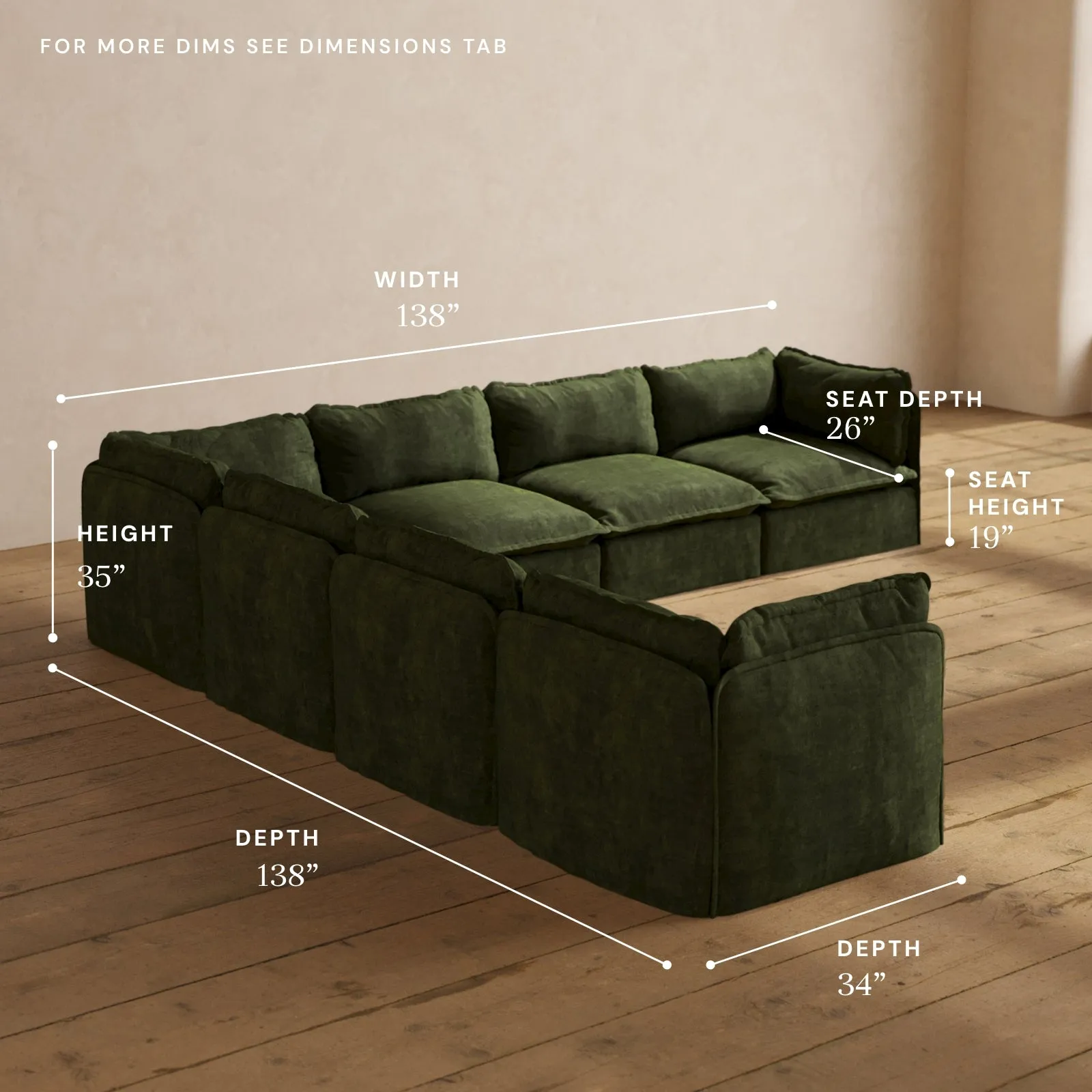 Modular Performance 7-Seater Corner Sectional in Olive | Relaxed Blend