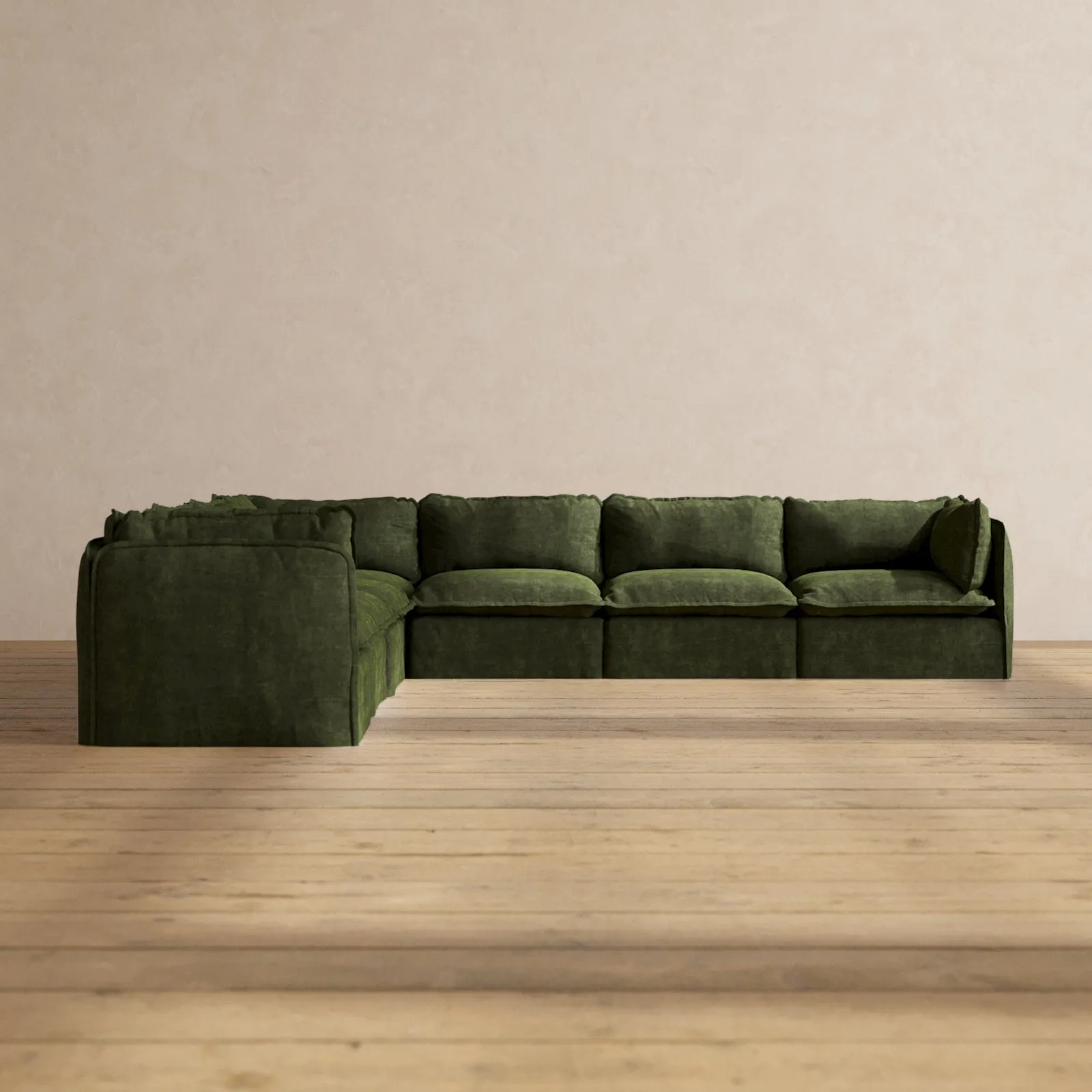Modular Performance 7-Seater Corner Sectional in Olive | Relaxed Blend