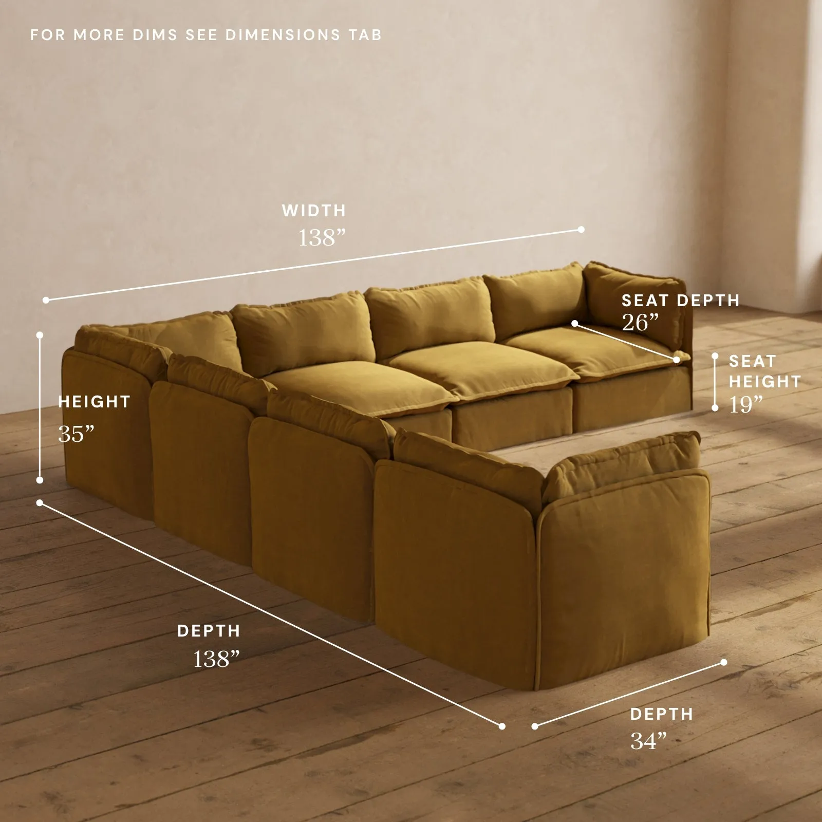 Modular Performance 7-Seater Corner Sectional in Toffee | Deluxe Blend