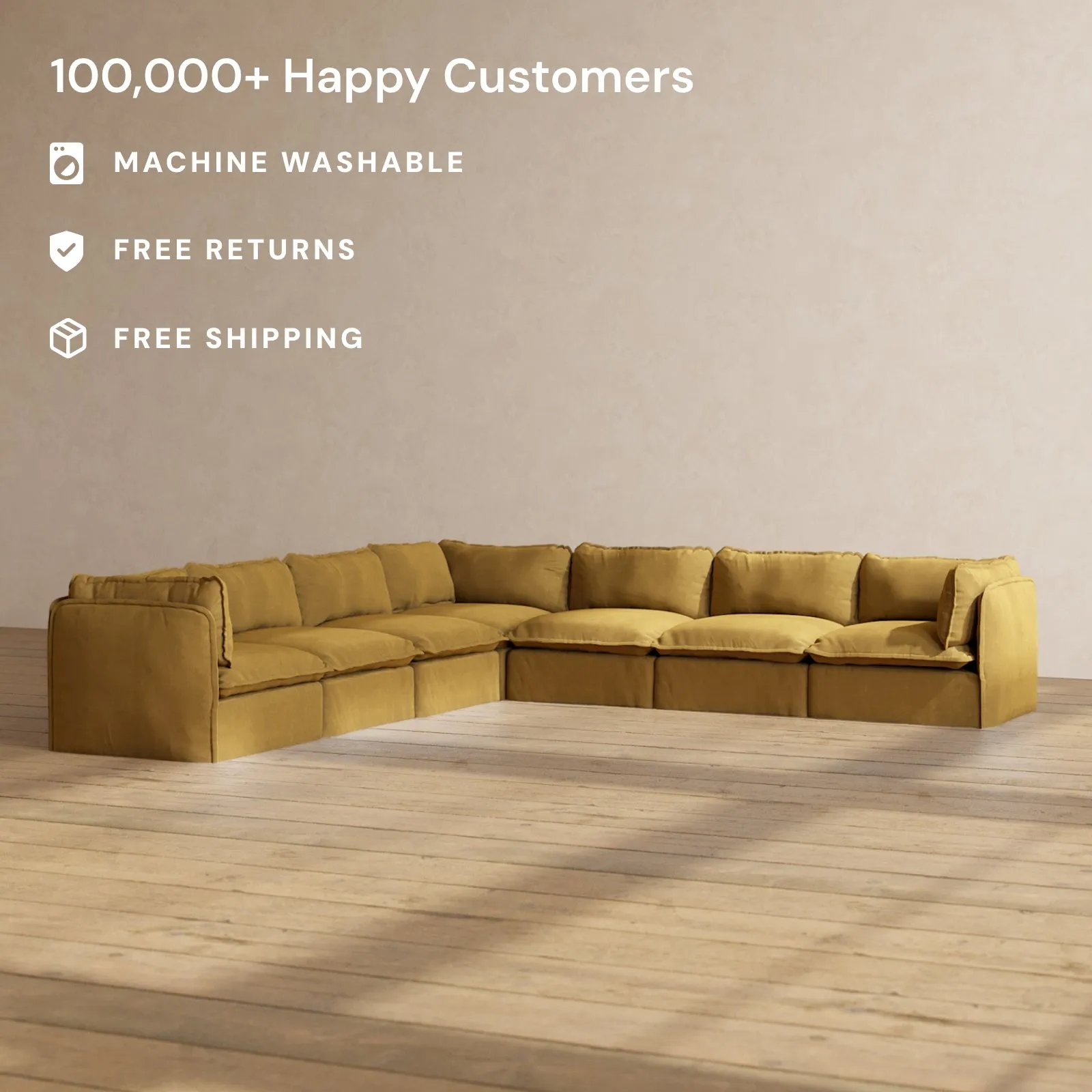 Modular Performance 7-Seater Corner Sectional in Toffee | Deluxe Blend