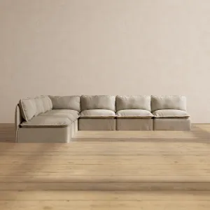Modular Performance 7-Seater Open-Ends Corner Sectional in Dune | Relaxed Blend