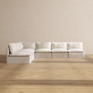 Modular Performance 7-Seater Open-Ends Corner Sectional in Flour | Relaxed Blend