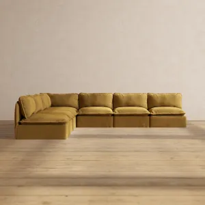 Modular Performance 7-Seater Open-Ends Corner Sectional in Toffee | Deluxe Blend