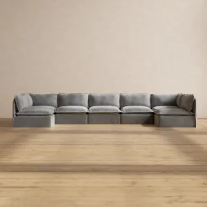 Modular Performance 7-Seater Open-Ends U-Sectional in Ash | Deluxe Blend
