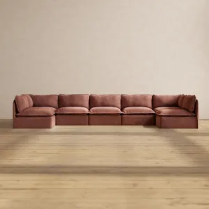 Modular Performance 7-Seater Open-Ends U-Sectional in Chestnut | Relaxed Blend