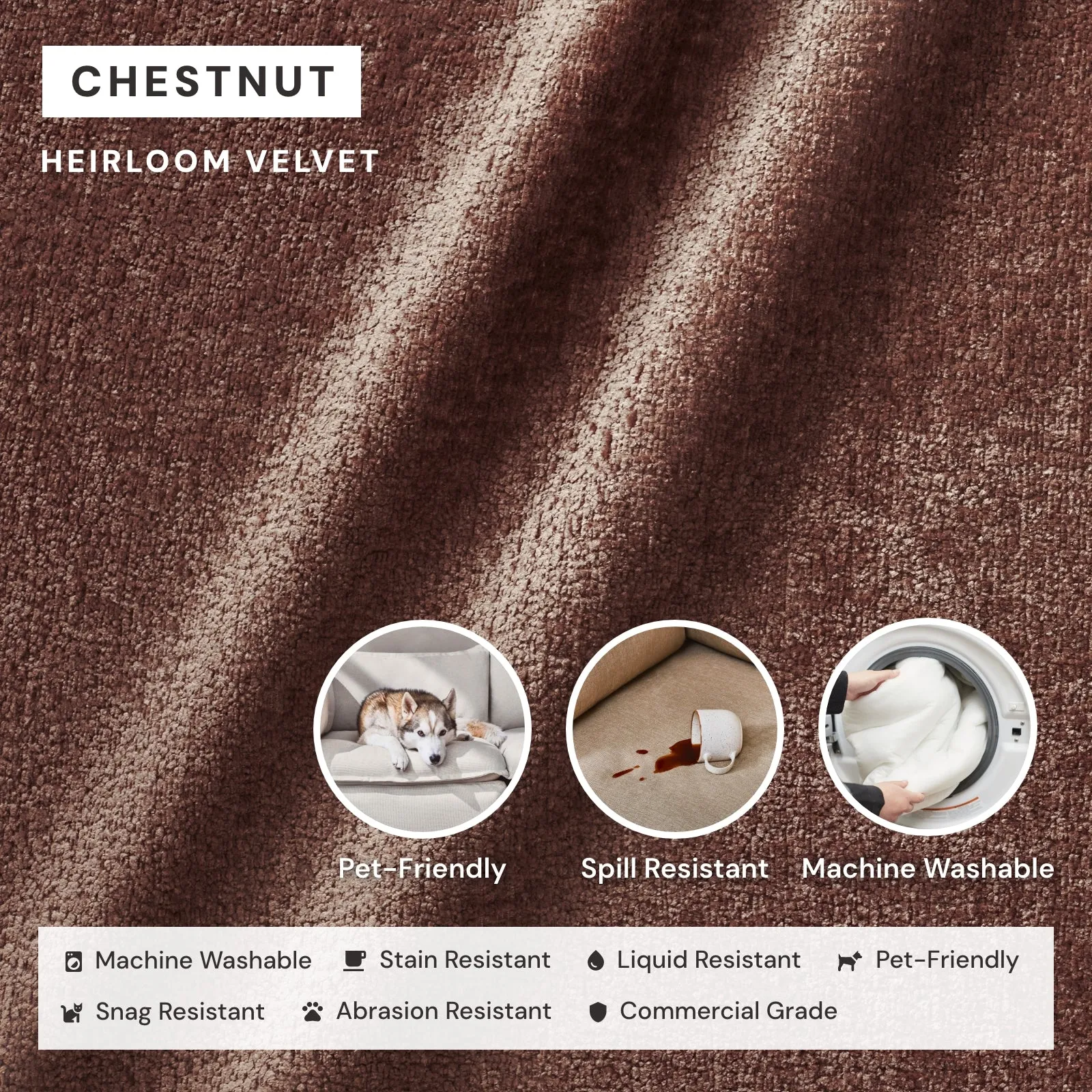 Modular Performance 7-Seater Open-Ends U-Sectional in Chestnut | Relaxed Blend