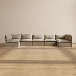 Modular Performance 7-Seater Open-Ends U-Sectional in Dune | Deluxe Blend