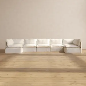 Modular Performance 7-Seater Open-Ends U-Sectional in Mousse | Deluxe Blend