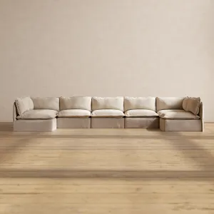 Modular Performance 7-Seater Open-Ends U-Sectional in Oat | Relaxed Blend