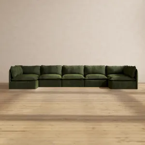 Modular Performance 7-Seater Open-Ends U-Sectional in Olive | Relaxed Blend