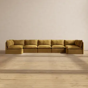 Modular Performance 7-Seater Open-Ends U-Sectional in Toffee | Relaxed Blend